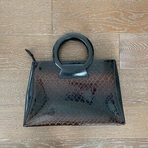 Croc Oversized Wrist Handbag | Brown